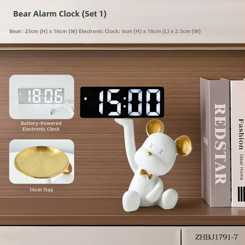 Stalo laikrodis su raktų laikymo skydeliu — derva, prisitaikantis dizainas, Korėjos stilius, išmanusis laikrodis su žadintuvu