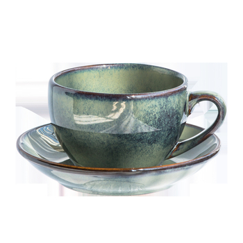 Keramički set šalice i podmetača za kavu, pogodan za latte art, japanski retro stil, prilagodljiv