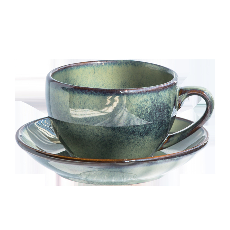 Keramički set šalice i podmetača za kavu, pogodan za latte art, japanski retro stil, prilagodljiv