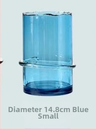 Yajun modernus geometrinis stiklo vaza, pūstas stiklas, nelygus kaklas