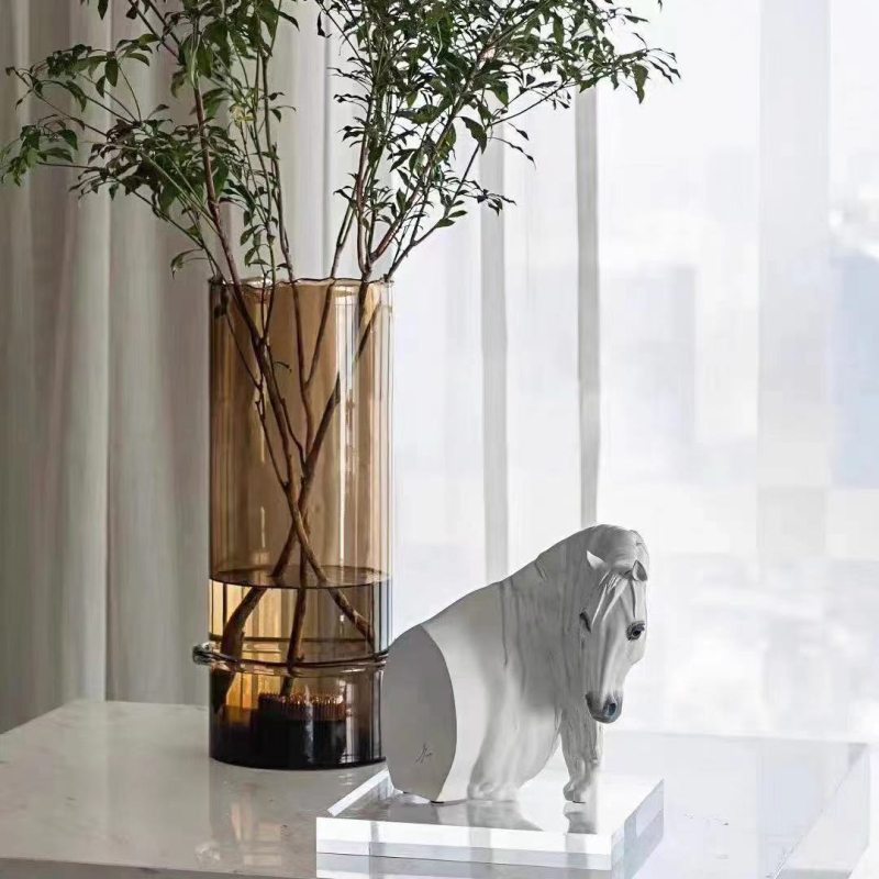 Yajun mūsdienīga ģeometriska stikla vāze, pūstā stikla, ar neregulāru kaklu