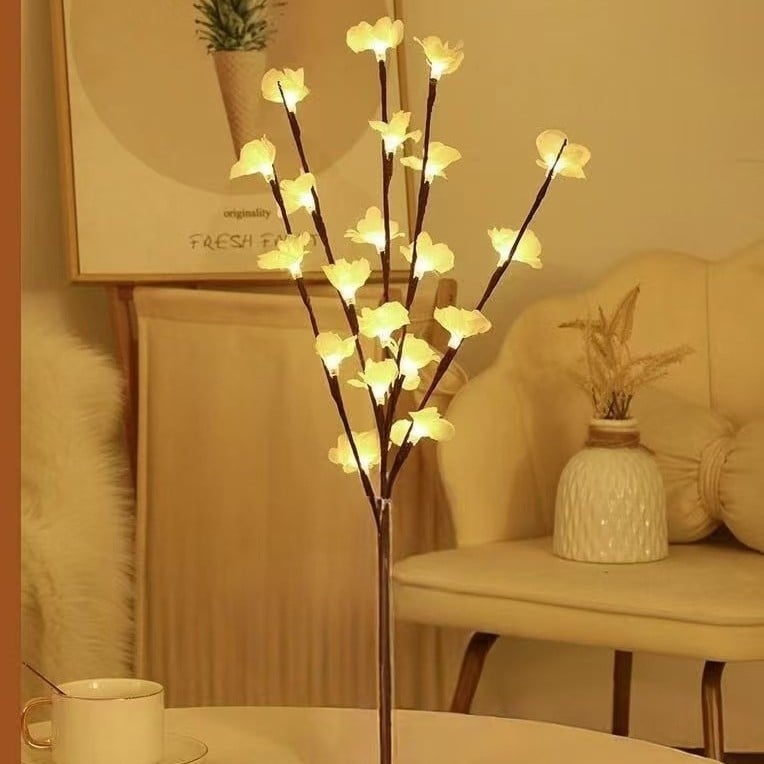 Lumină LED în formă de ramură de brad pentru decor acasă, 20 LED-uri, IP43, 3W, 200 lm, alimentare cu baterii