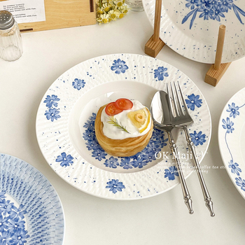 Keraamiline magustoidu taldrik, ümmargune, kaasaegse minimalistliku stiili, kõrge temperatuuriga dekale