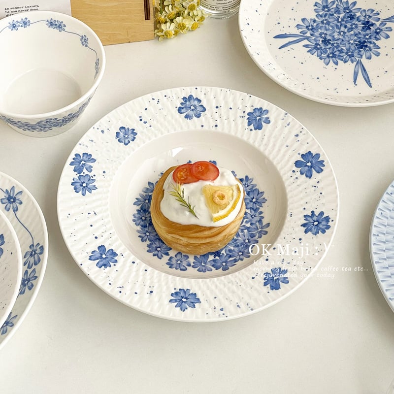 Keraamiline magustoidu taldrik, ümmargune, kaasaegse minimalistliku stiili, kõrge temperatuuriga dekale