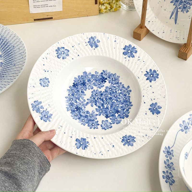 Keraamiline magustoidu taldrik, ümmargune, kaasaegse minimalistliku stiili, kõrge temperatuuriga dekale