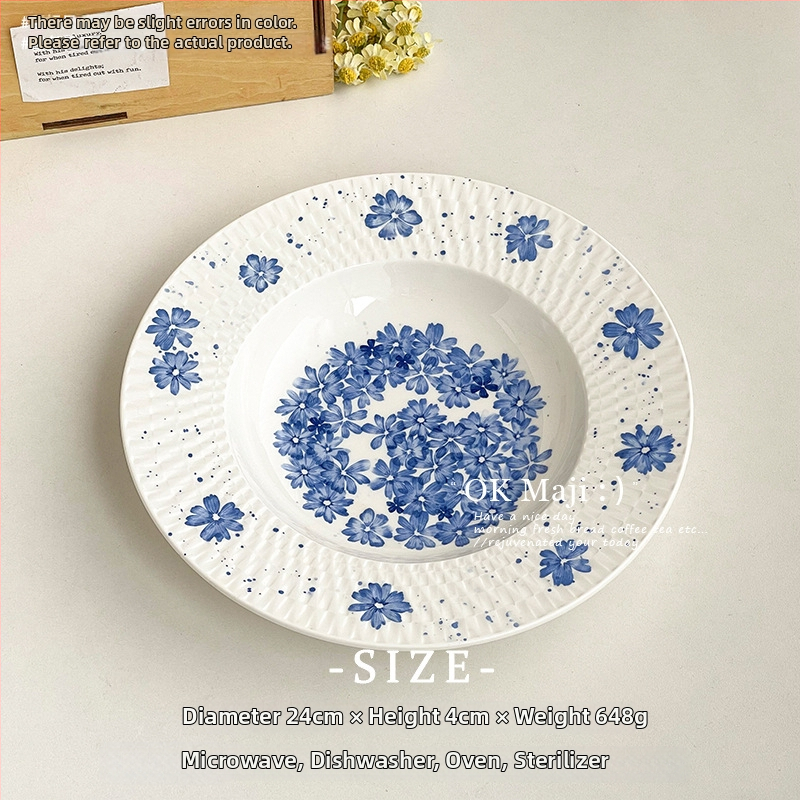 Keraamiline magustoidu taldrik, ümmargune, kaasaegse minimalistliku stiili, kõrge temperatuuriga dekale