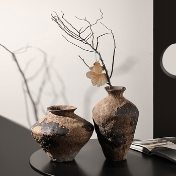 Keramička vaza u stilu wabi-sabi, zen inspiracija, za suho cvijeće, dekor dnevnog boravka
