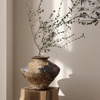 Keramička vaza u stilu wabi-sabi, zen inspiracija, za suho cvijeće, dekor dnevnog boravka