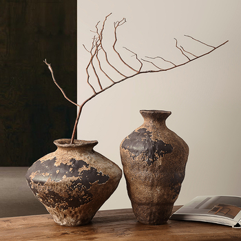 Keramička vaza u stilu wabi-sabi, zen inspiracija, za suho cvijeće, dekor dnevnog boravka