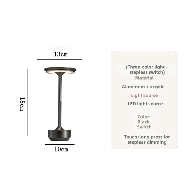 Alumīnija galda lampa ar nordiska stila dizainu, modelis Flying Saucer Table Lamp, 3W, pieskāriena slēdzis