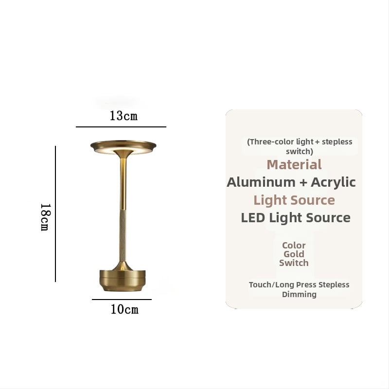 Alumīnija galda lampa ar nordiska stila dizainu, modelis Flying Saucer Table Lamp, 3W, pieskāriena slēdzis