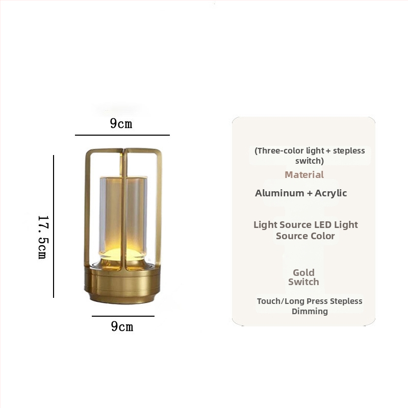 Alumīnija galda lampa ar nordiska stila dizainu, modelis Flying Saucer Table Lamp, 3W, pieskāriena slēdzis