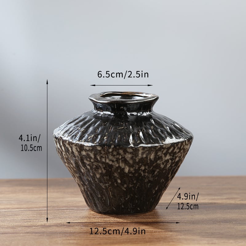Ретро пещно изпичана керамична ваза за домашен и офис интериор, аранжиране със сухи цветя