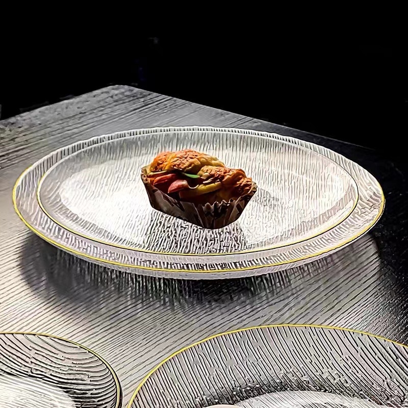 Puuviljade taldrik, jaapani stiil, ümmargune klaasist taldrik, käsitöö, joodivaba kristall