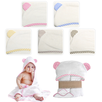 Prosop cu glugă pentru bebeluși din fibre de bambus, urechi 3D, Yue Zhu textile, 400–500 g, fir 19, broderie și tiv