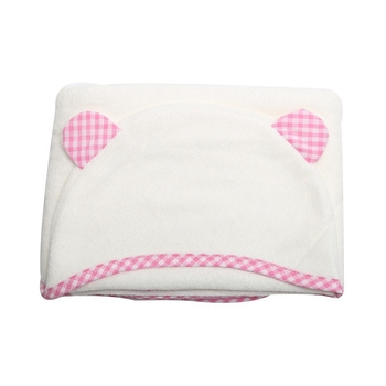 Prosop cu glugă pentru bebeluși din fibre de bambus, urechi 3D, Yue Zhu textile, 400–500 g, fir 19, broderie și tiv