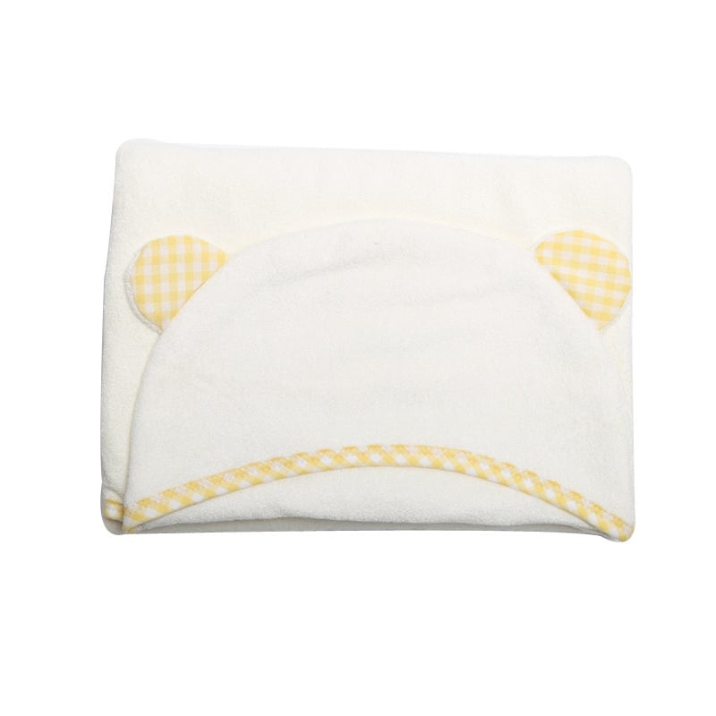 Prosop cu glugă pentru bebeluși din fibre de bambus, urechi 3D, Yue Zhu textile, 400–500 g, fir 19, broderie și tiv