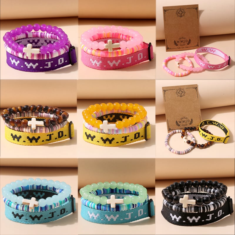 Náramok s krížom – Trojset: kartón, šnúrka a dve náramky