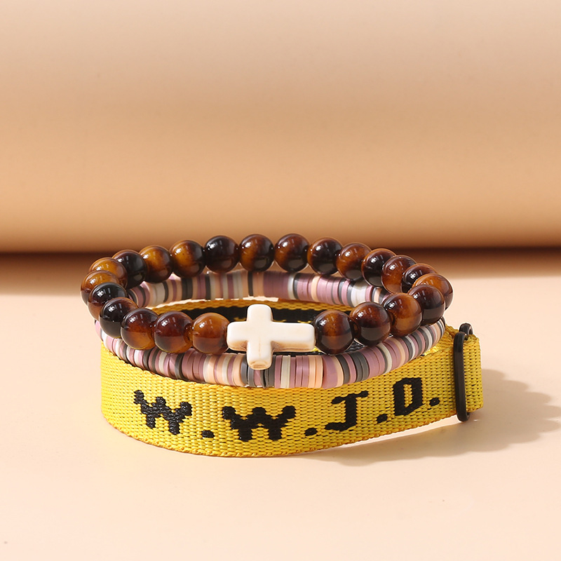 Náramok s krížom – Trojset: kartón, šnúrka a dve náramky