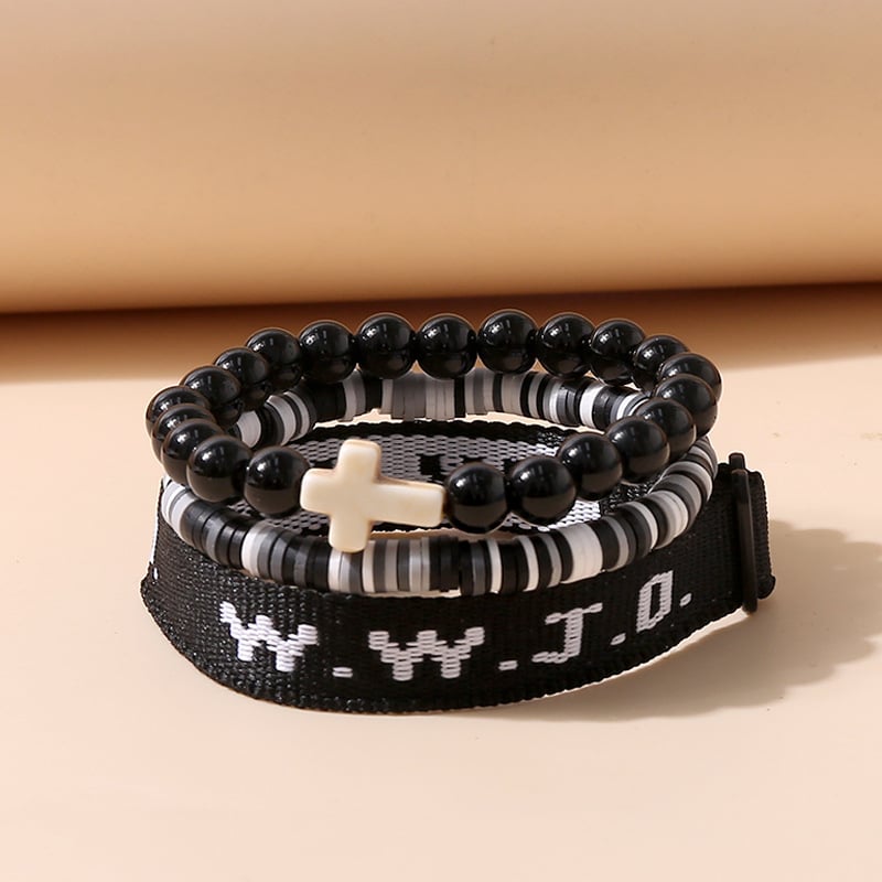 Náramok s krížom – Trojset: kartón, šnúrka a dve náramky