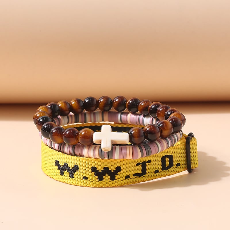 Náramok s krížom – Trojset: kartón, šnúrka a dve náramky