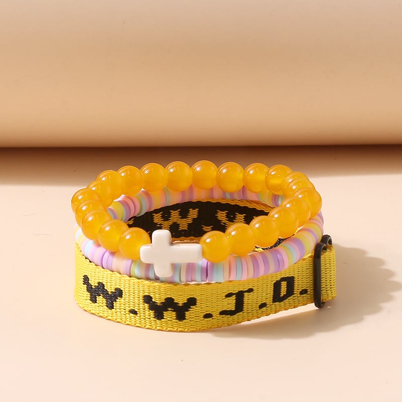 Náramok s krížom – Trojset: kartón, šnúrka a dve náramky