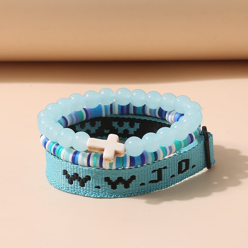 Náramok s krížom – Trojset: kartón, šnúrka a dve náramky