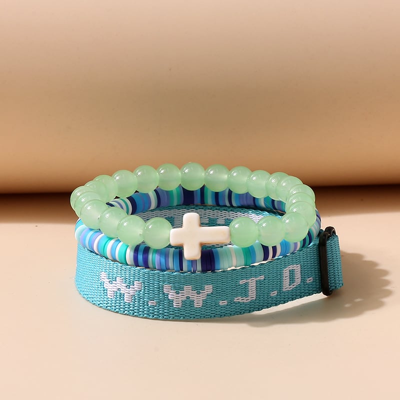 Náramok s krížom – Trojset: kartón, šnúrka a dve náramky