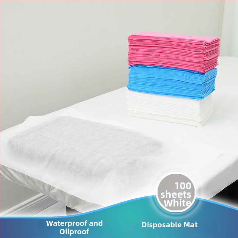 Vienreizējās lietošanas biezas ūdensizturīgas neaustas dvieļi manikīram un pedikīram, salona spilventiņi masāžai, 100 lapas iepakojumā