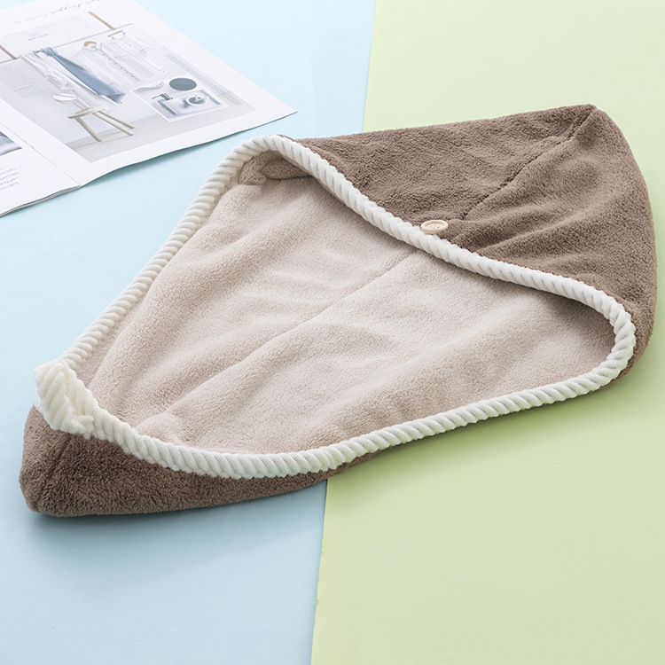 Dvostruka kapa od coral fleece za sušenje kose, mikrovlakana brzo sušenje i upijanje, šivana, težina 140–169 g, pređa 21, mogućnost prilagodbe