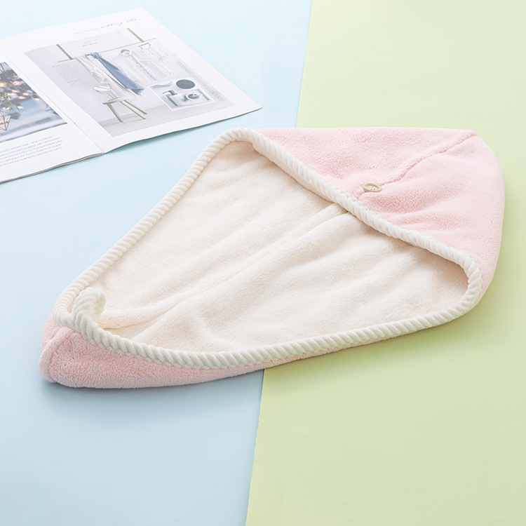 Dvostruka kapa od coral fleece za sušenje kose, mikrovlakana brzo sušenje i upijanje, šivana, težina 140–169 g, pređa 21, mogućnost prilagodbe