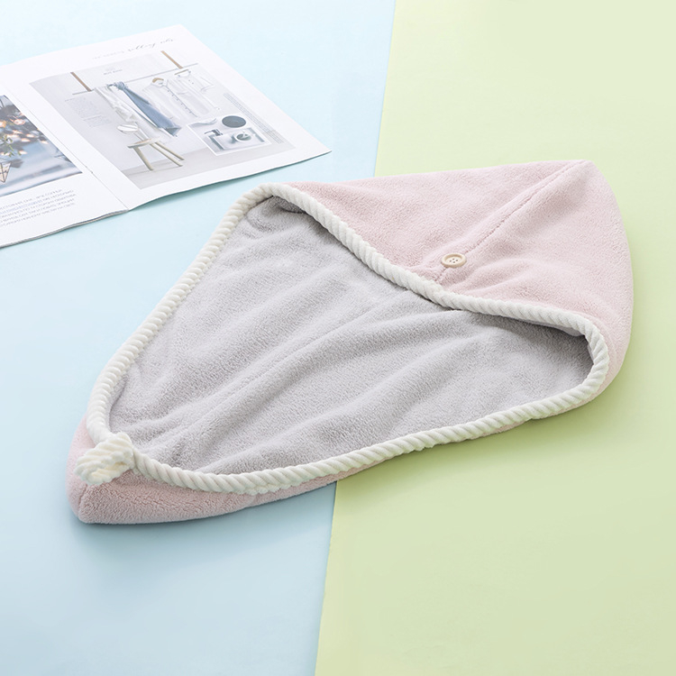Dvostruka kapa od coral fleece za sušenje kose, mikrovlakana brzo sušenje i upijanje, šivana, težina 140–169 g, pređa 21, mogućnost prilagodbe