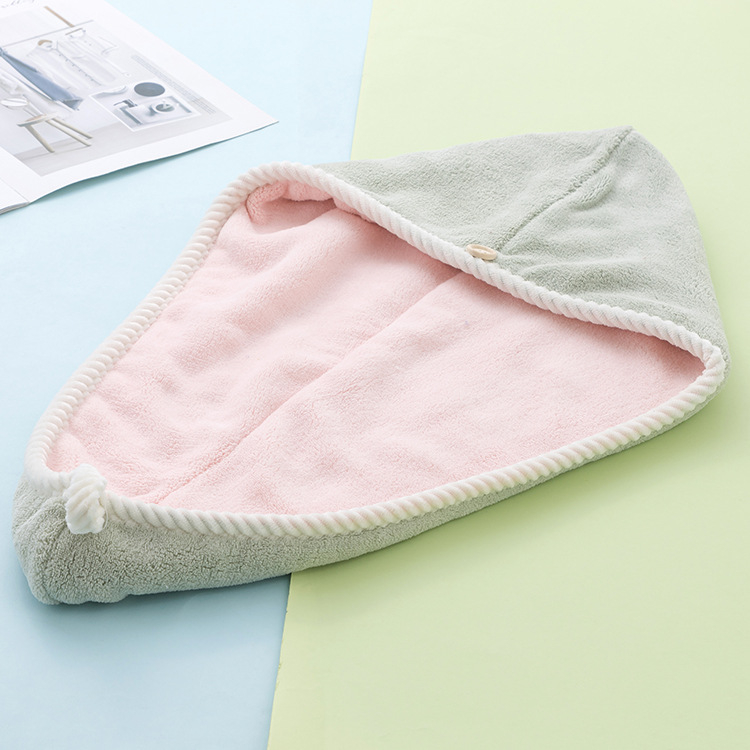Dvostruka kapa od coral fleece za sušenje kose, mikrovlakana brzo sušenje i upijanje, šivana, težina 140–169 g, pređa 21, mogućnost prilagodbe