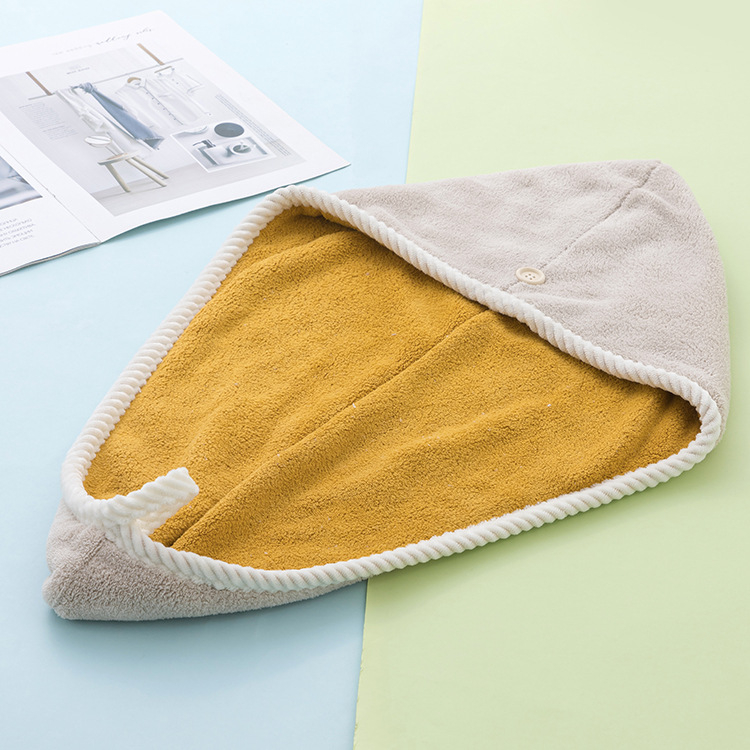 Dvostruka kapa od coral fleece za sušenje kose, mikrovlakana brzo sušenje i upijanje, šivana, težina 140–169 g, pređa 21, mogućnost prilagodbe