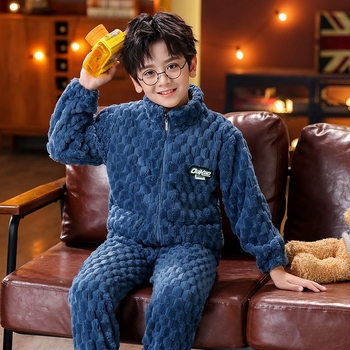 Set de flanel pentru copii, cu fermoar, dungi, 95% poliester, mâneci lungi, uscare rapidă