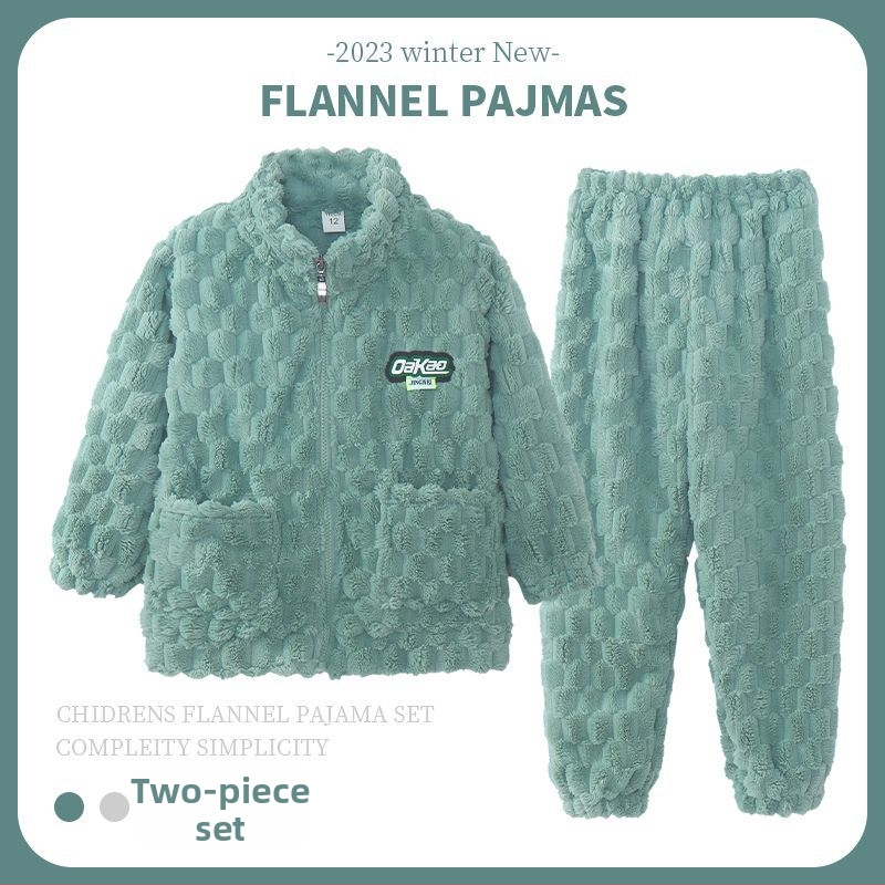 Detský zimný flanelový set s zipom, pruhovaný vzor, 95% polyester, dlhé rukávy, rýchle sušenie