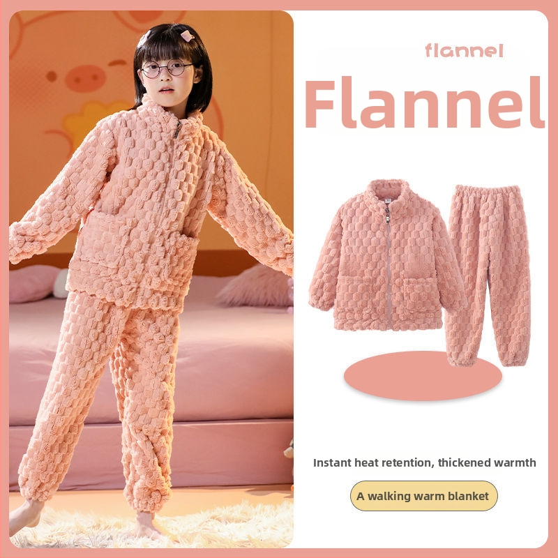 Detský zimný flanelový set s zipom, pruhovaný vzor, 95% polyester, dlhé rukávy, rýchle sušenie