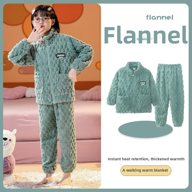 Detský zimný flanelový set s zipom, pruhovaný vzor, 95% polyester, dlhé rukávy, rýchle sušenie