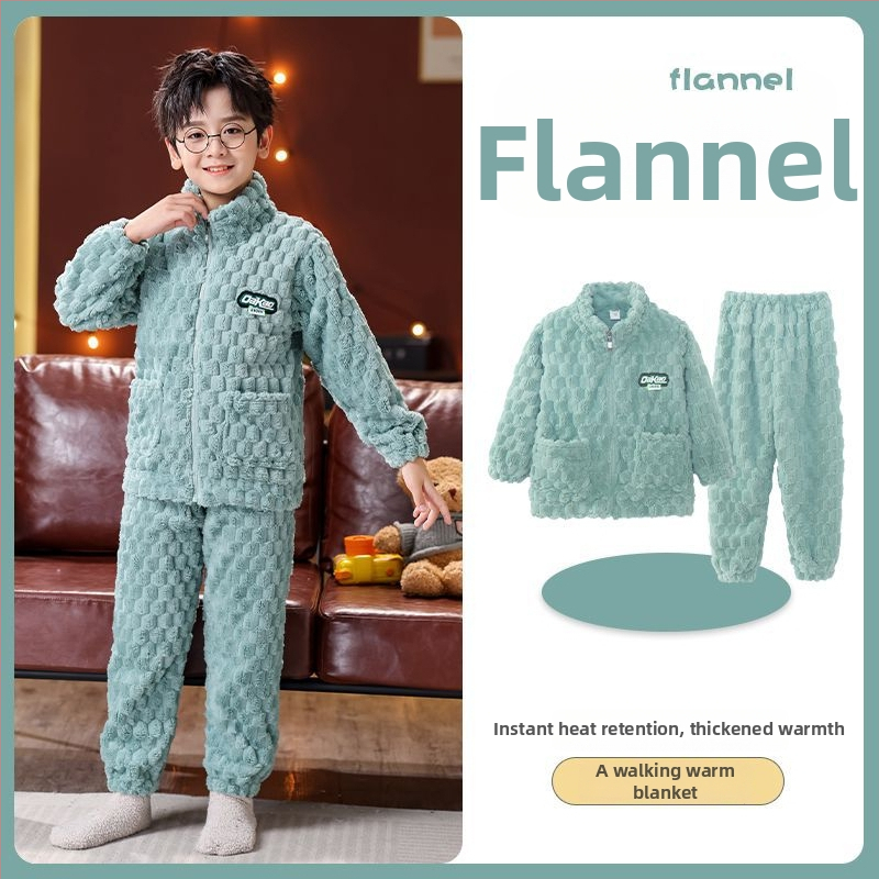 Detský zimný flanelový set s zipom, pruhovaný vzor, 95% polyester, dlhé rukávy, rýchle sušenie