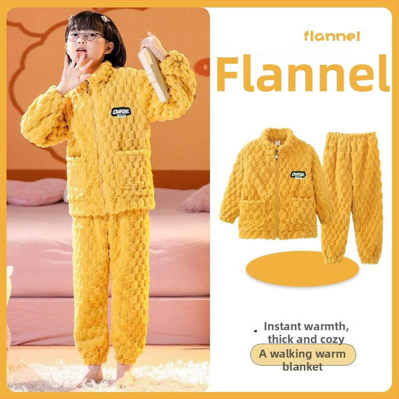 Detský zimný flanelový set s zipom, pruhovaný vzor, 95% polyester, dlhé rukávy, rýchle sušenie