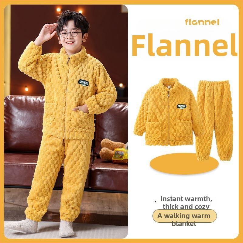 Detský zimný flanelový set s zipom, pruhovaný vzor, 95% polyester, dlhé rukávy, rýchle sušenie