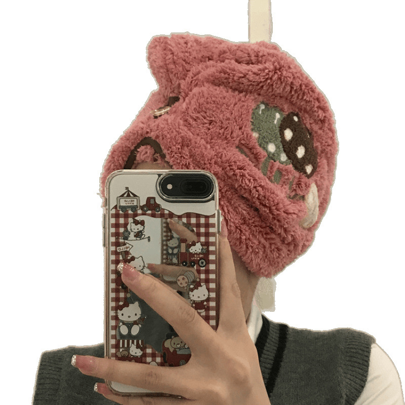 Pălărie de uscat păr din fleece coral, cu broderie florală, cu două straturi, din microfibră, 200 g sau mai mult