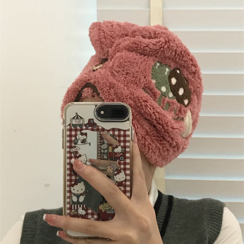 Pălărie de uscat păr din fleece coral, cu broderie florală, cu două straturi, din microfibră, 200 g sau mai mult