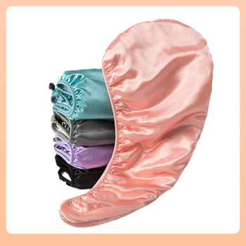 Șapcă de uscare a părului din satin și catifea corală (Brand: Other; Material: Satin + catifea corală; Greutate: 100–119 g)