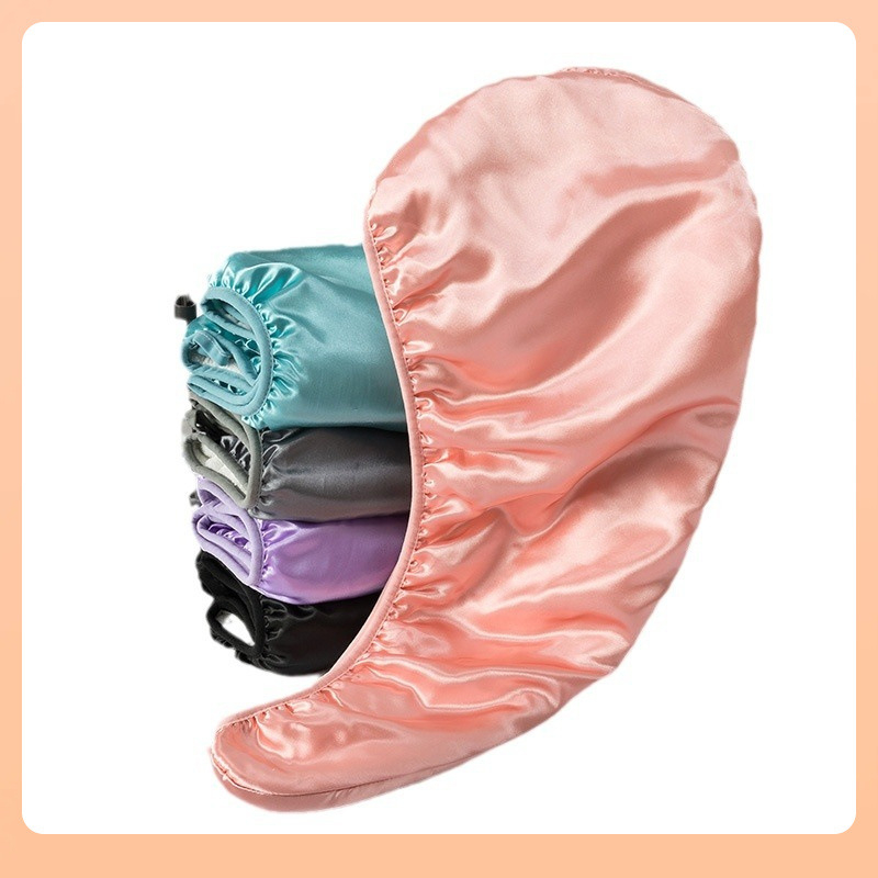 Șapcă de uscare a părului din satin și catifea corală (Brand: Other; Material: Satin + catifea corală; Greutate: 100–119 g)