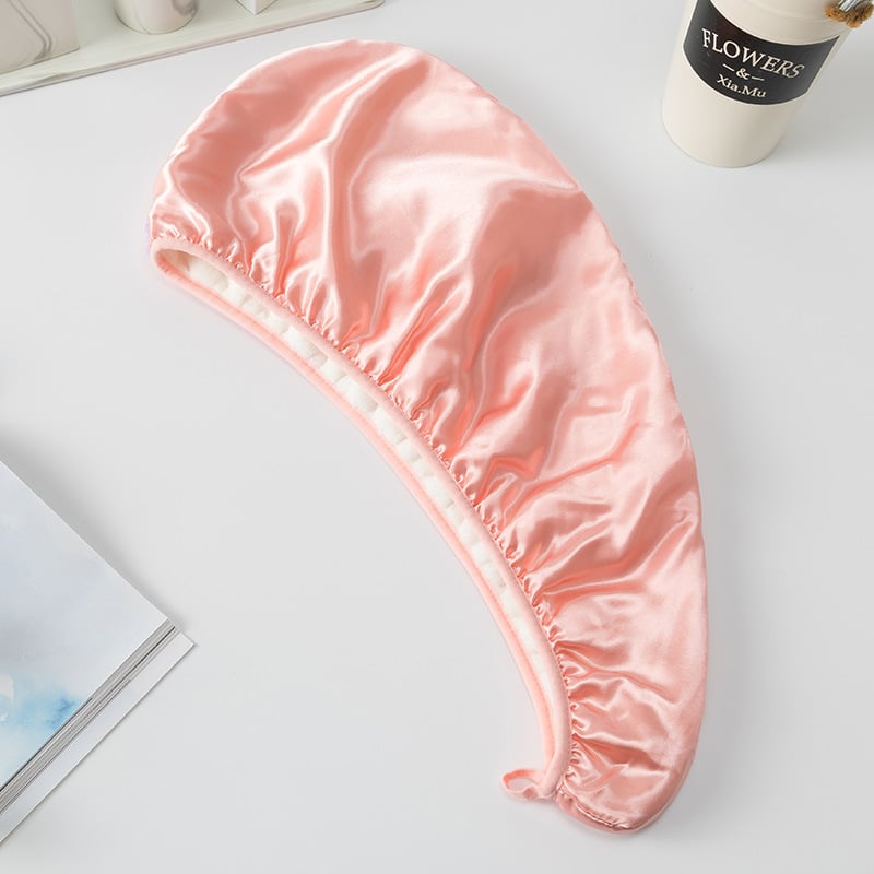 Șapcă de uscare a părului din satin și catifea corală (Brand: Other; Material: Satin + catifea corală; Greutate: 100–119 g)