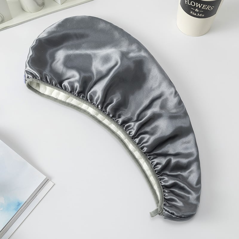 Șapcă de uscare a părului din satin și catifea corală (Brand: Other; Material: Satin + catifea corală; Greutate: 100–119 g)