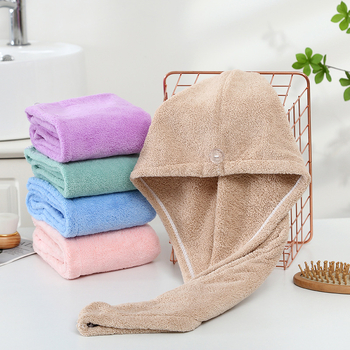 Pălărie de uscare a părului din fleece coral, groasă, foarte absorbantă și uscare rapidă, cusută, personalizare disponibilă, 50–79 g