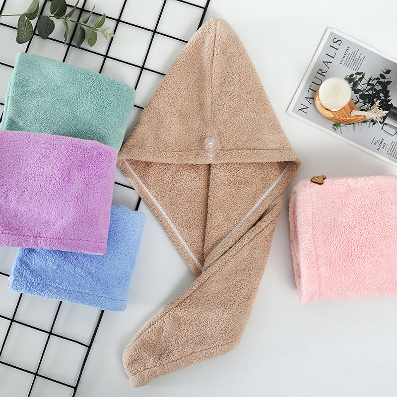 Pălărie de uscare a părului din fleece coral, groasă, foarte absorbantă și uscare rapidă, cusută, personalizare disponibilă, 50–79 g