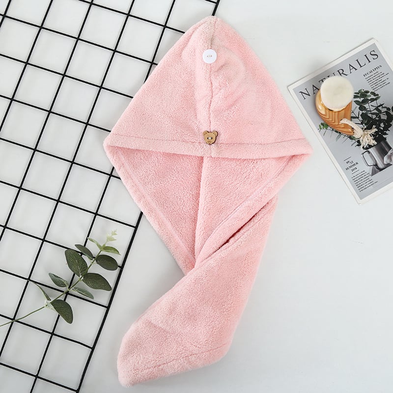 Pălărie de uscare a părului din fleece coral, groasă, foarte absorbantă și uscare rapidă, cusută, personalizare disponibilă, 50–79 g